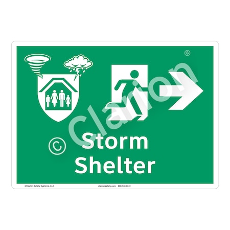 Storm Shelter Safety Signs Indoor Photoluminescent Plastic (W4) 14 X 10, F1300-W4SW2